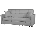 Sofa Bed Grey Sleeping Function Modern Upholstered Beliani