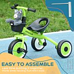Aiyaplay Kids Trike, Tricycle, With Adjustable Seat, Basket, Bell, For Ages 2-5 Years - Green