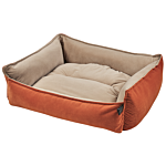 Pet Bed Orange Beige Polyester 70 X 60 Cm Velvet Rectangular Dog Cat Soft Cuddler Cushion Living Room Bedroom Beliani