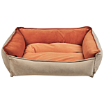 Pet Bed Orange Beige Polyester 70 X 60 Cm Velvet Rectangular Dog Cat Soft Cuddler Cushion Living Room Bedroom Beliani