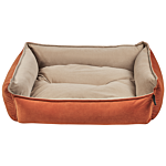 Pet Bed Orange Beige Polyester 70 X 60 Cm Velvet Rectangular Dog Cat Soft Cuddler Cushion Living Room Bedroom Beliani