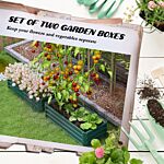Outsunny Steel Raised Beds For Garden, Outdoor Planter Box, Set Of 2, For Flowers, Herbs And Vegetables, Green