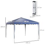 Outsunny 3 X 3m Pop Up Gazebo, Outdoor Camping Gazebo Party Tent With Carry Bag