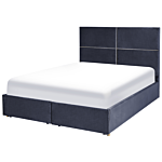 Bed Frame Black Velvet Eu Double Size 4ft6 With Storage And Drawers Glamour Modern Style Beliani