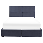 Bed Frame Black Velvet Eu Double Size 4ft6 With Storage And Drawers Glamour Modern Style Beliani