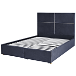 Bed Frame Black Velvet Eu Double Size 4ft6 With Storage And Drawers Glamour Modern Style Beliani