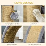 Pawhut Cat Tree For Indoor Cat, Climbing Activity Center Kitten Tower Furniture With Jute Post Scratching Massage Board Hanging Ball With Bell, Grey