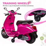 Aiyaplay 12v Vespa Licensed Kids Electric Motorbike W/ Music, Headlights, Fm Radio, For 3-6 Years - Pink