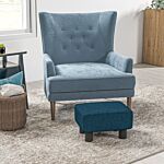 Homcom Linen Fabric Footstool Ottoman Cube With 4 Plastic Legs