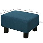 Homcom Linen Fabric Footstool Ottoman Cube With 4 Plastic Legs