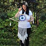 Protection Dream Catcher - Lrg Macrame Eye Blue/ White/pink