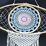 Protection Dream Catcher - Lrg Macrame Eye Blue/ White/pink