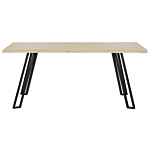 Dining Table Light Wood 180 X 85 Cm Black Metal Legs Kitchen Beliani