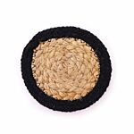 Natural Coaster - Jute & Cotton 10cm (set Of 4) - Black Boarder