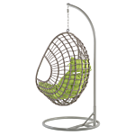 Rattan Hanging Chair Taupe Swing Egg Shape Wicker Rustic Boho Beliani