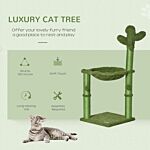 Pawhut Cat Tower Kitten Activity Center Cactus Shape With Scratching Post Hammock Bed Dangling Ball Toy