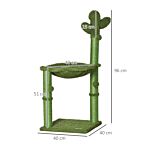 Pawhut Cat Tower Kitten Activity Center Cactus Shape With Scratching Post Hammock Bed Dangling Ball Toy