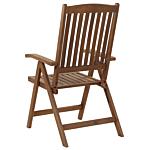 Garden Chair Dark Acacia Wood Natural Adjustable Foldable Outdoor With Armrests Country Rustic Style Beliani