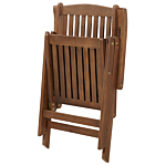 Garden Chair Dark Acacia Wood Natural Adjustable Foldable Outdoor With Armrests Country Rustic Style Beliani