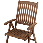 Garden Chair Dark Acacia Wood Natural Adjustable Foldable Outdoor With Armrests Country Rustic Style Beliani