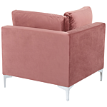 Left Hand Modular Corner Sofa Pink Velvet 6 Seater L-shaped Silver Metal Legs Glamour Style Beliani