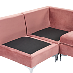 Left Hand Modular Corner Sofa Pink Velvet 6 Seater L-shaped Silver Metal Legs Glamour Style Beliani