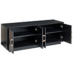 4 Door Sideboard Black Mdf Cabinets With Shelves Gold Handles Modern Style Hallway Living Room Bedroom Storage Beliani