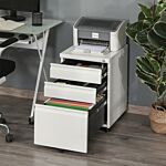 Vinsetto 3-drawer Mobile Vertical File Cabinet, Lockable Mobile Vertical File Cabinet, Under Desk Rolling Storage Cabinet, White