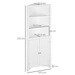 Kleankin Triangle Bathroom Cabinet, Corner Bathroom Storage Unit With Cupboard And 3-tier Shelves, Free Standing, White