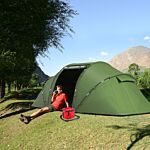 Outsunny 4-6 Man Camping Tent W/ Two Bedroom, Hiking Sun Shelter, Uv Protection Tunnel Tent, Dark Green