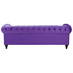 Chesterfield Sofa Purple Velvet Fabric Upholstery Dark Wood Legs 3 Seater Contemporary Beliani