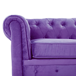 Chesterfield Sofa Purple Velvet Fabric Upholstery Dark Wood Legs 3 Seater Contemporary Beliani