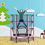 Homcom 5.2ft Kids Trampoline With Safety Enclosure, Indoor Outdoor Toddler Trampoline For Ages 3-10 Years, Pink