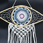 Protection Dream Catcher - Med Macrame Evil Eye Blue/white/pink