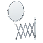 Makeup Mirror Silver Iron Ø 19 Cm Wall Mounted Extension Arm Double Sided Magnifying Bathroom Accessories Beliani