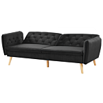 Sofa Bed Black Velvet Upholstered Convertible Couch Modern Design Buttoned Backrest Beliani