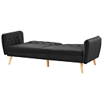 Sofa Bed Black Velvet Upholstered Convertible Couch Modern Design Buttoned Backrest Beliani