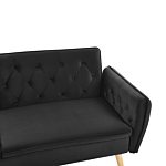 Sofa Bed Black Velvet Upholstered Convertible Couch Modern Design Buttoned Backrest Beliani