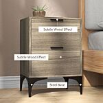 Homcom Bedside Tables Set Of 2, Modern Nightstand With 2 Drawers, Small Sofa End Tables With Storage And Steel Legs For Bedroom, Living Room, Grey