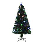 Homcom 5ft 150cm Green Fibre Optic Artificial Christmas Tree W/ Stars