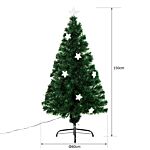 Homcom 5ft 150cm Green Fibre Optic Artificial Christmas Tree W/ Stars