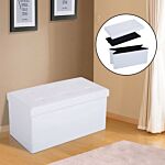 Homcom Folding Faux Leather Storage Cube Ottoman Bench Seat Pu Rectangular Footrest Stool Box (cream White)