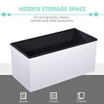 Homcom Folding Faux Leather Storage Cube Ottoman Bench Seat Pu Rectangular Footrest Stool Box (cream White)