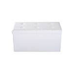 Homcom Folding Faux Leather Storage Cube Ottoman Bench Seat Pu Rectangular Footrest Stool Box (cream White)