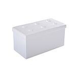 Homcom Folding Faux Leather Storage Cube Ottoman Bench Seat Pu Rectangular Footrest Stool Box (cream White)