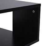 Homcom Modern Square 2 Tier Wood Coffee Side Table Storage Shelf Rack Living Room Black