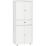 Homcom Freestanding Tall Kitchen Cupboard Storage Cabinets With Drawer And 3 Adjustable Shelves For Dining Room, Living Room, White