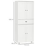 Homcom Freestanding Tall Kitchen Cupboard Storage Cabinets With Drawer And 3 Adjustable Shelves For Dining Room, Living Room, White