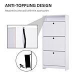 Homcom Shoe Storage Cabinet With 3 Drawers, Chipboard-white