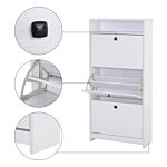 Homcom Shoe Storage Cabinet With 3 Drawers, Chipboard-white